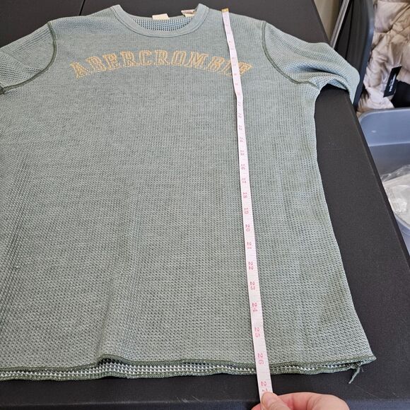 Vintage Aberbrombie & Fitch Mens Waffle Knit Thermal Muscle Shirt L Y2K Pullover - Picture 7 of 8